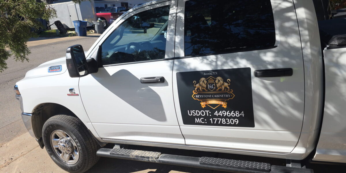 Custom magnetic truck sign for business branding printed by our local print shop near me in Austin.
