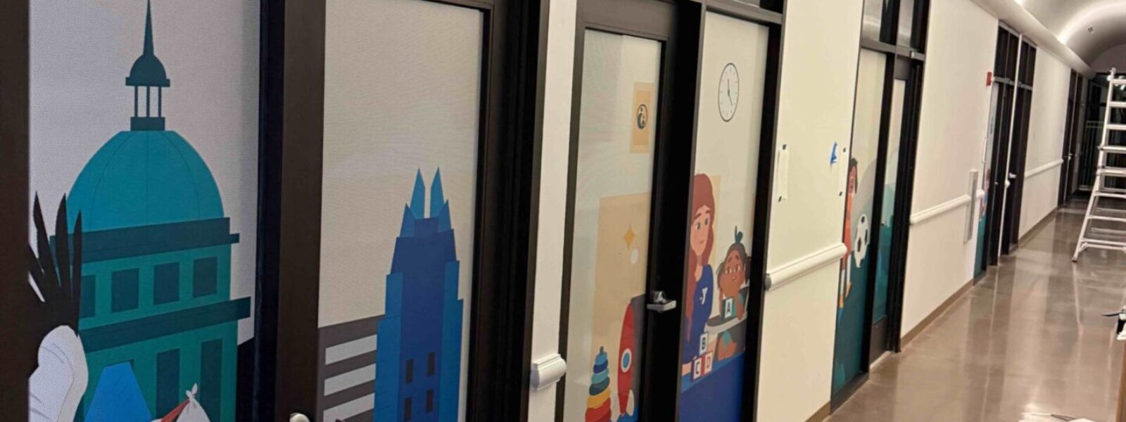 Professional perforated window film and one-way vision graphics with expert installation by our local print shop near me in Austin.