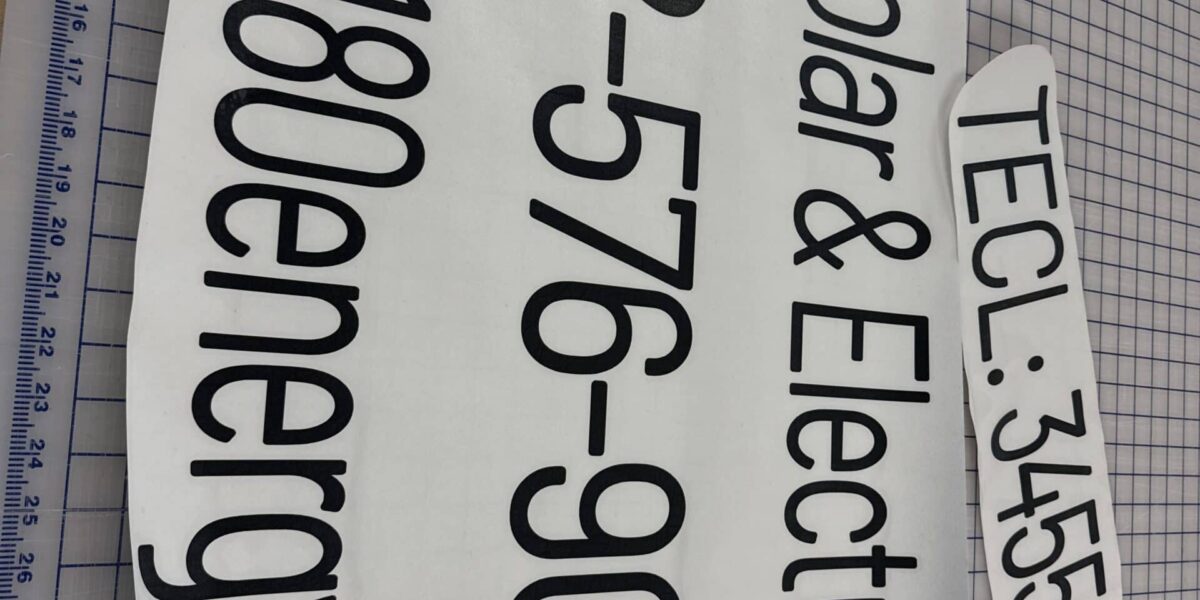 Custom vinyl vehicle decal with transfer tape for easy installation by our local print shop near me in Austin.